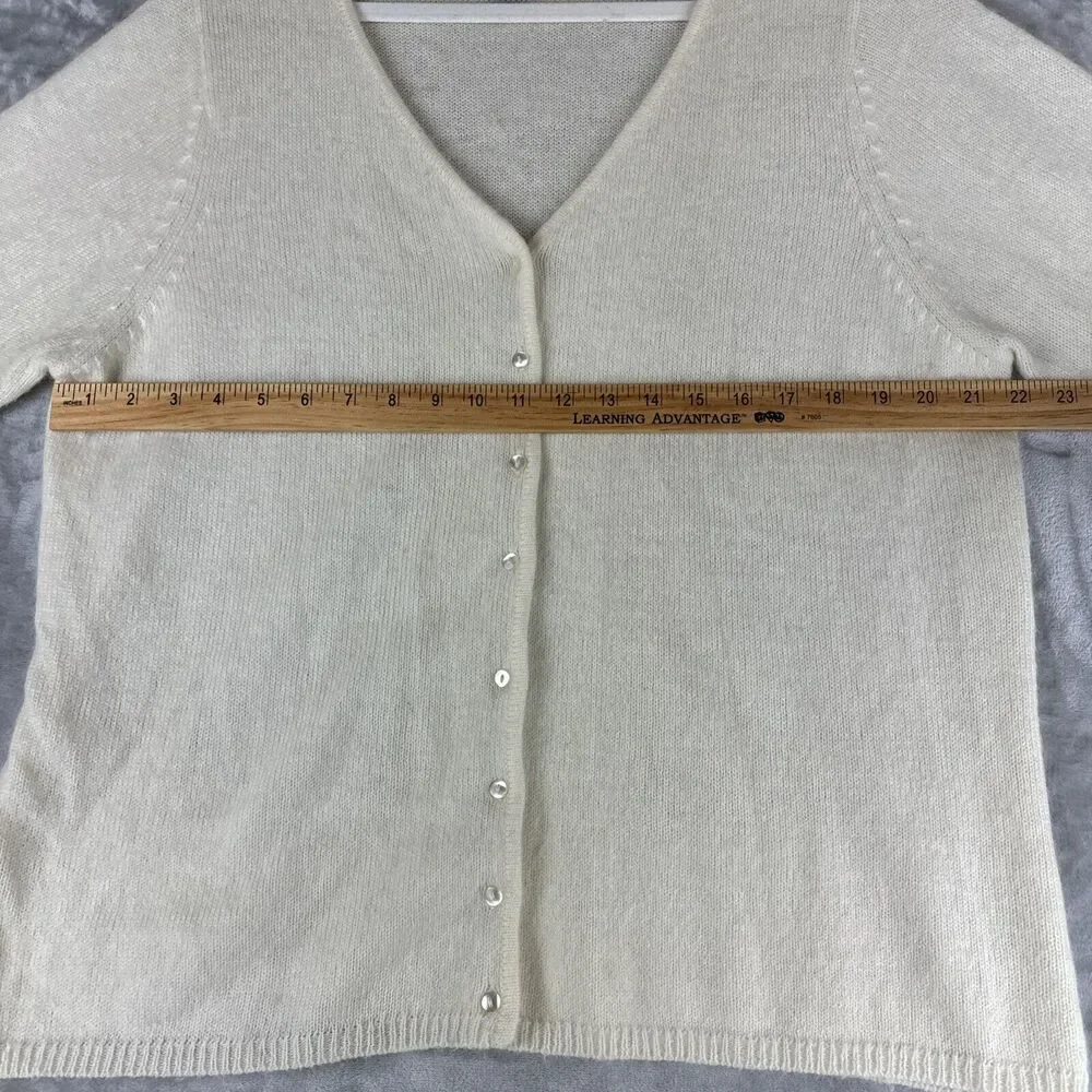 Venezia Jeans‎ Angora Blend Cardigan Women's 18/20 Ivory White 3/4 Sleeve (0970)